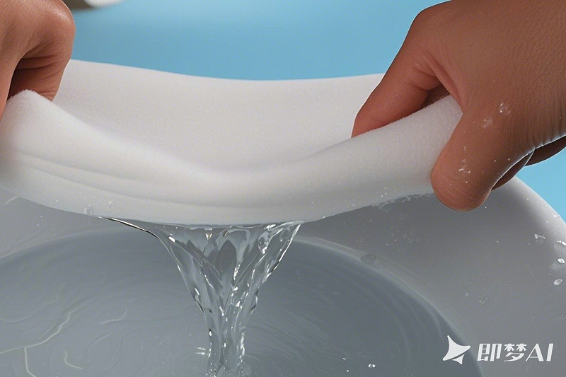 寵物隔尿墊吸水棉，聚酯纖維材料的吸水棉，不是純棉，展示高效吸水性能效果圖，750_450 ，高清。